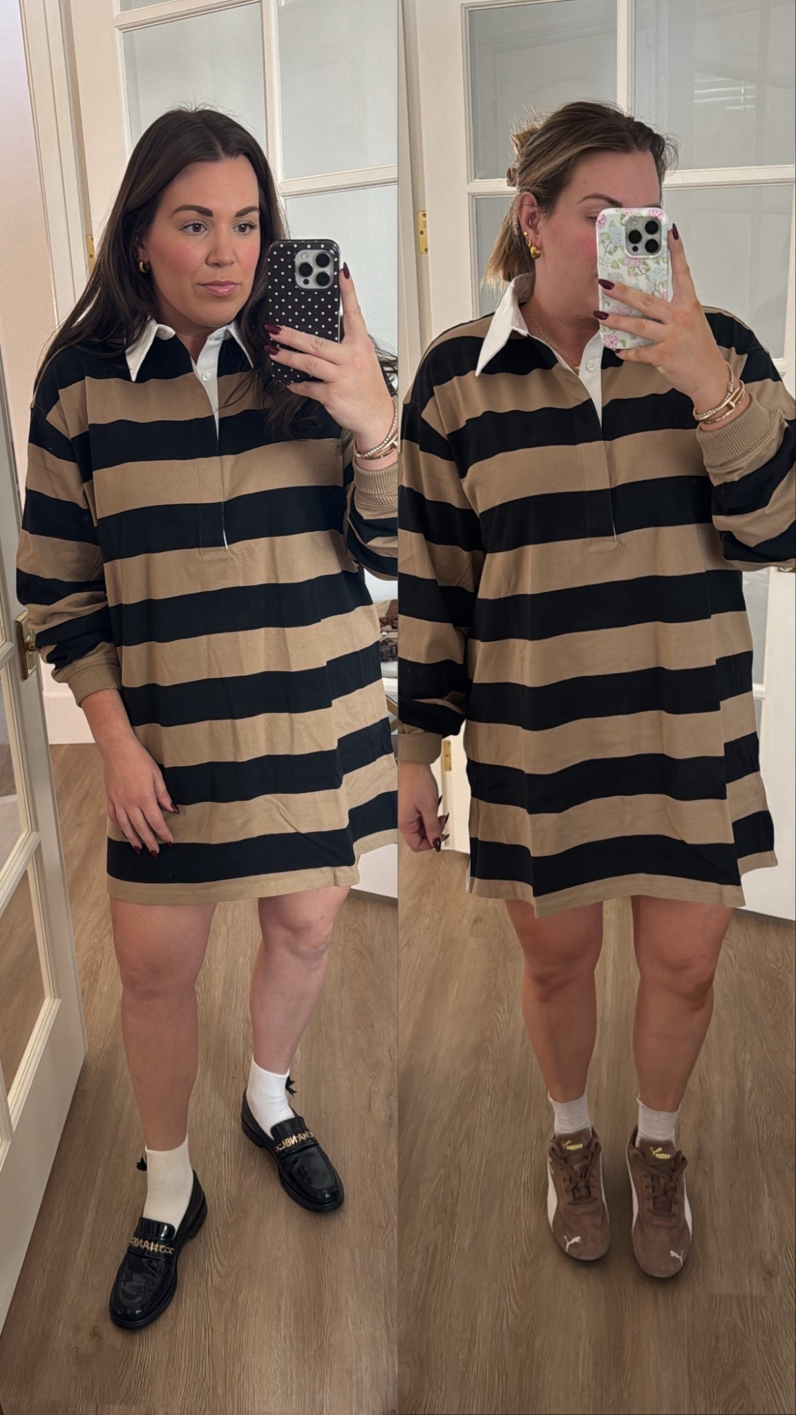 black and beige striped rugby mini dress! in the size large 

#LTKMidsize #LTKSeasonal