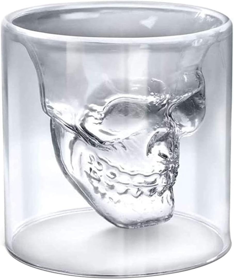 Amazon.com | Double Layer Design Skull Whiskey Glass, 6oz / 180ML So Cool Cocktail Beer Cup, Pers... | Amazon (US)