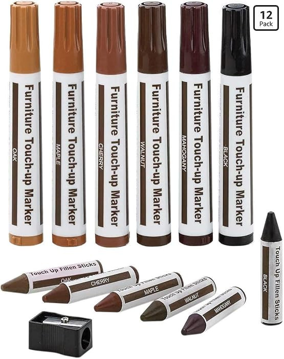 Furniture Repair Kit Wood Markers - Set of 13 - Markers and Wax Sticks with Sharpener Kit, for St... | Amazon (US)