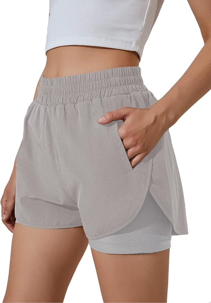 BMJL Women's Workout Short High Waisted Gym Running Short Summer Plus Size Sporty Athletic Short ... | Amazon (US)