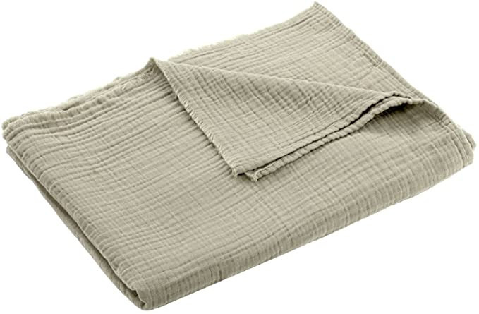 Nate Home by Nate Berkus Lightweight Cotton Washed Gauze Textured Weave Throw Blanket | Breathabl... | Amazon (US)