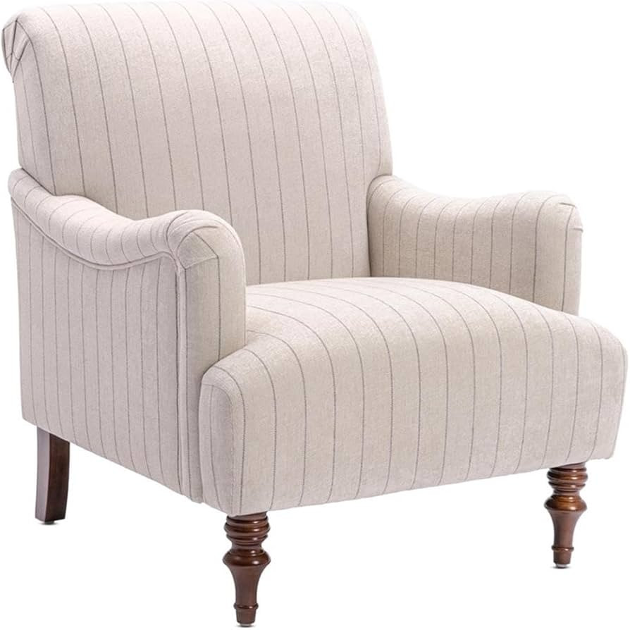 Seville Sea Oat Beige with Charcoal Stripe Polyester Fabric Arm Chair | Amazon (US)