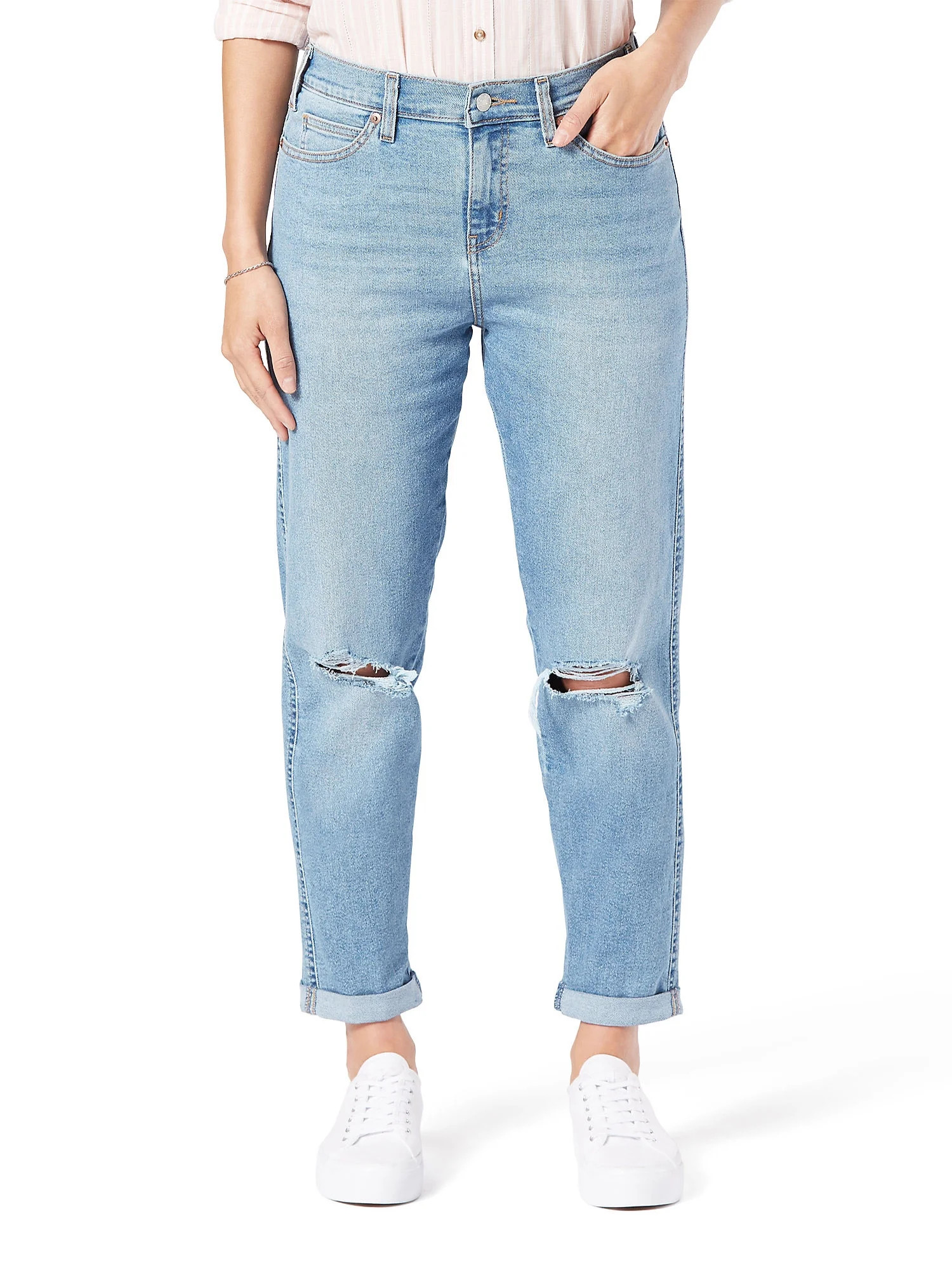 Signature by Levi Strauss & Co.™ Women's Mid Rise Slim Fit Boyfriend Jeans - Walmart.com | Walmart (US)