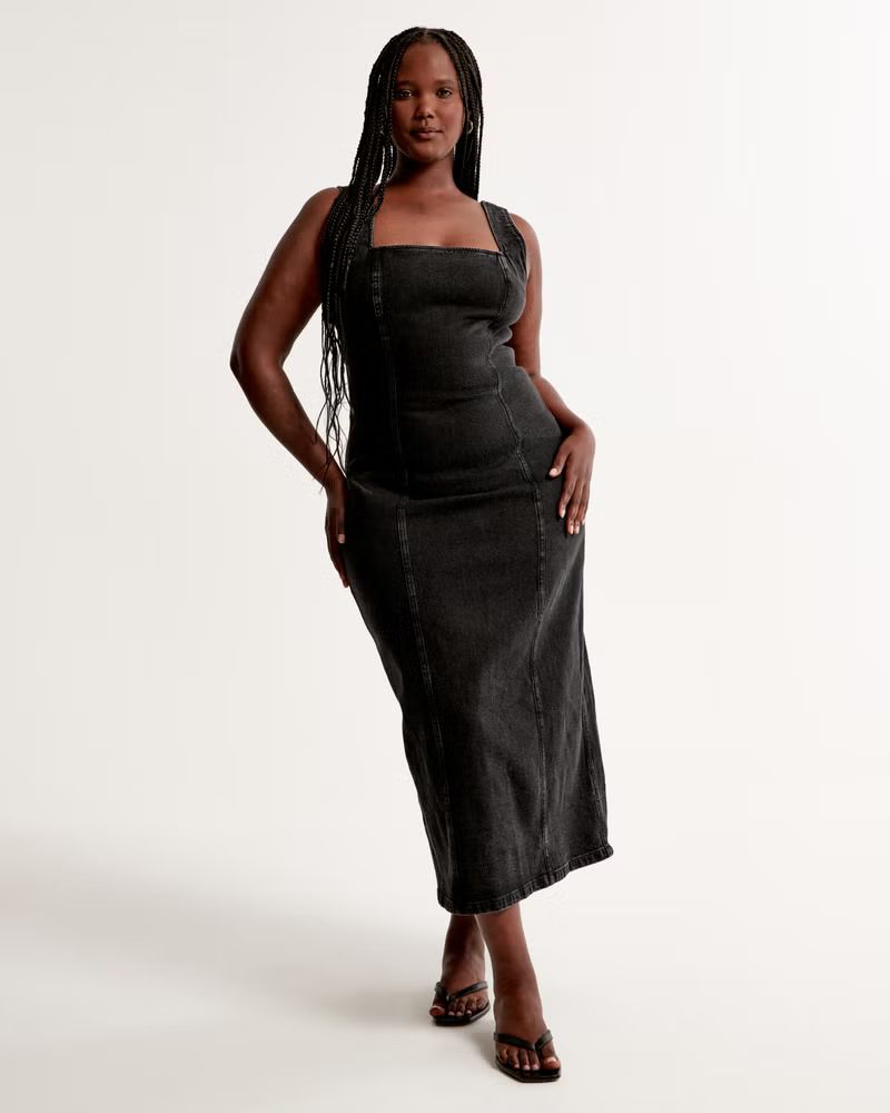 Women's Denim Midi Dress | Women's Clearance | Abercrombie.com | Abercrombie & Fitch (US)