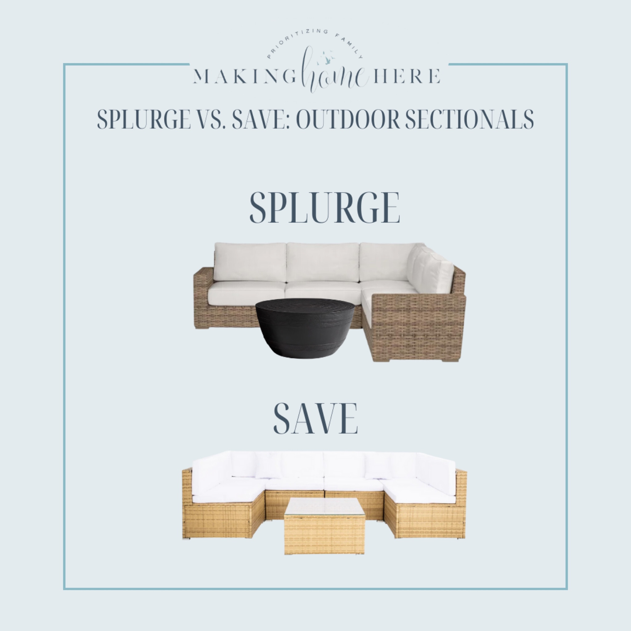SPLURGE VS. SAVE!

Outdoor furniture, budget friendly patio, patio furniture, deck furniture, West Elm, lookalike, save, splurge, splurge vs save, outdoor furniture finds, Home Depot, Pottery Barn, At Home, Patio dining tables, outdoor dining tables, outdoor dining sets, makinghomehere, outdoor lighting, sconces, outdoor sconces, lighting, outdoor lights, patio lights, front door lights, deck lights, outdoor storage, pool storage, pool furniture, pool toy storage, storage for pool, patio storage, patio pool, pool patio, pool deck furniture, organization, outdoor organization, home organization, west elm chair, west elm deck chair, west elm outdoor furniture, west elm deck chairs, outdoor sectionals, outdoor coffee table, outdoor ottoman, outdoor sofa set, outdoor sofa, west elm sofa, west elm couch, west elm outdoor couch

#LTKFind #LTKU #LTKhome