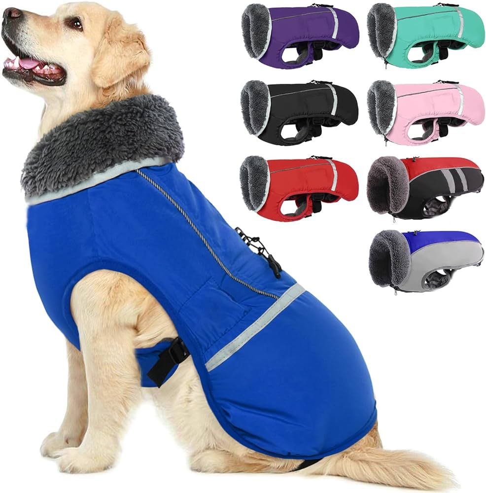 QBLEEV Warm Dog Coat Reflective Dog Jacket, Waterproof Dog Winter Coat Turtleneck Dog Clothes for... | Amazon (US)