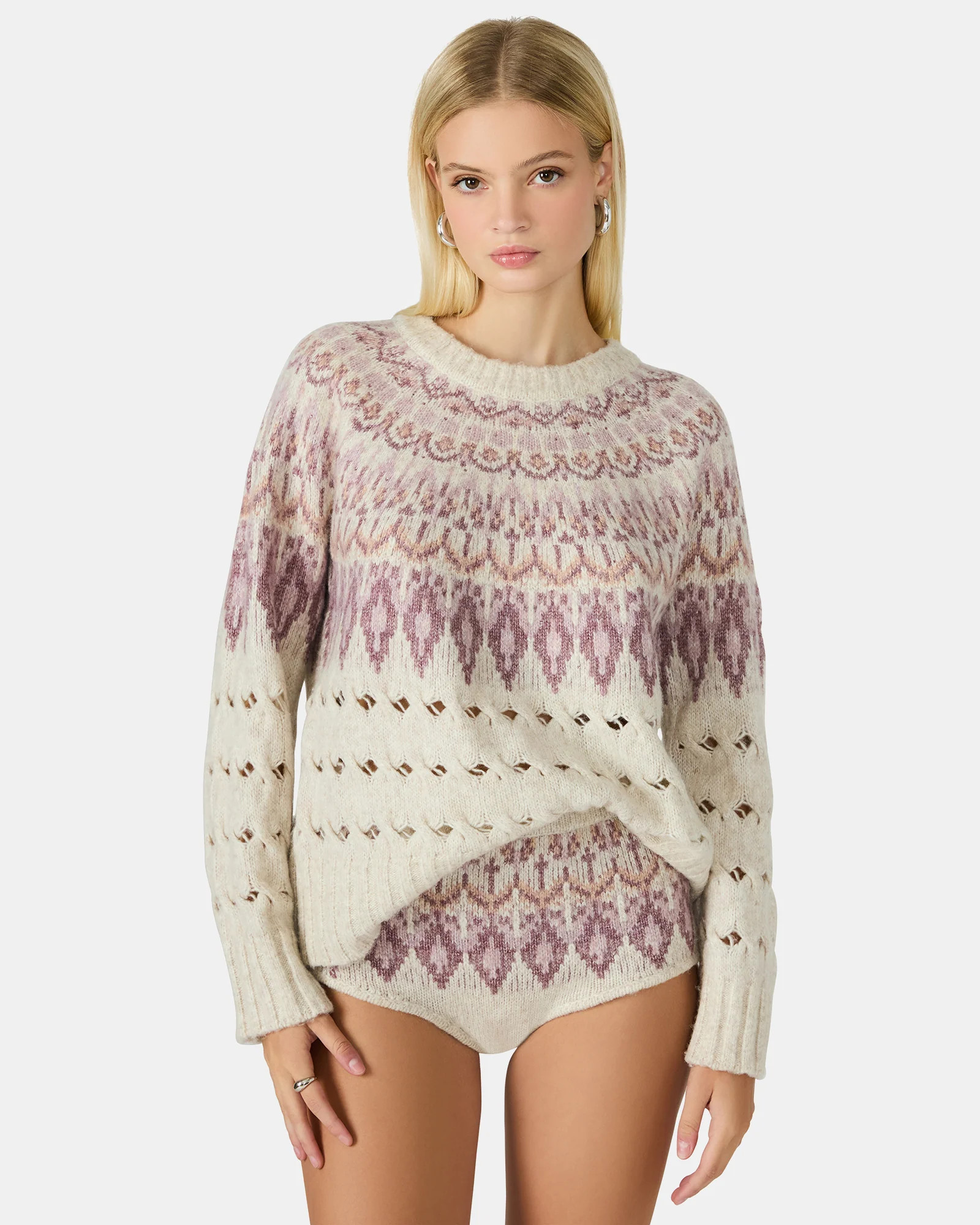 SUZETTE Multi Women's Fair Isle Long-Sleeved Pullover Sweater | Steve Madden (US)