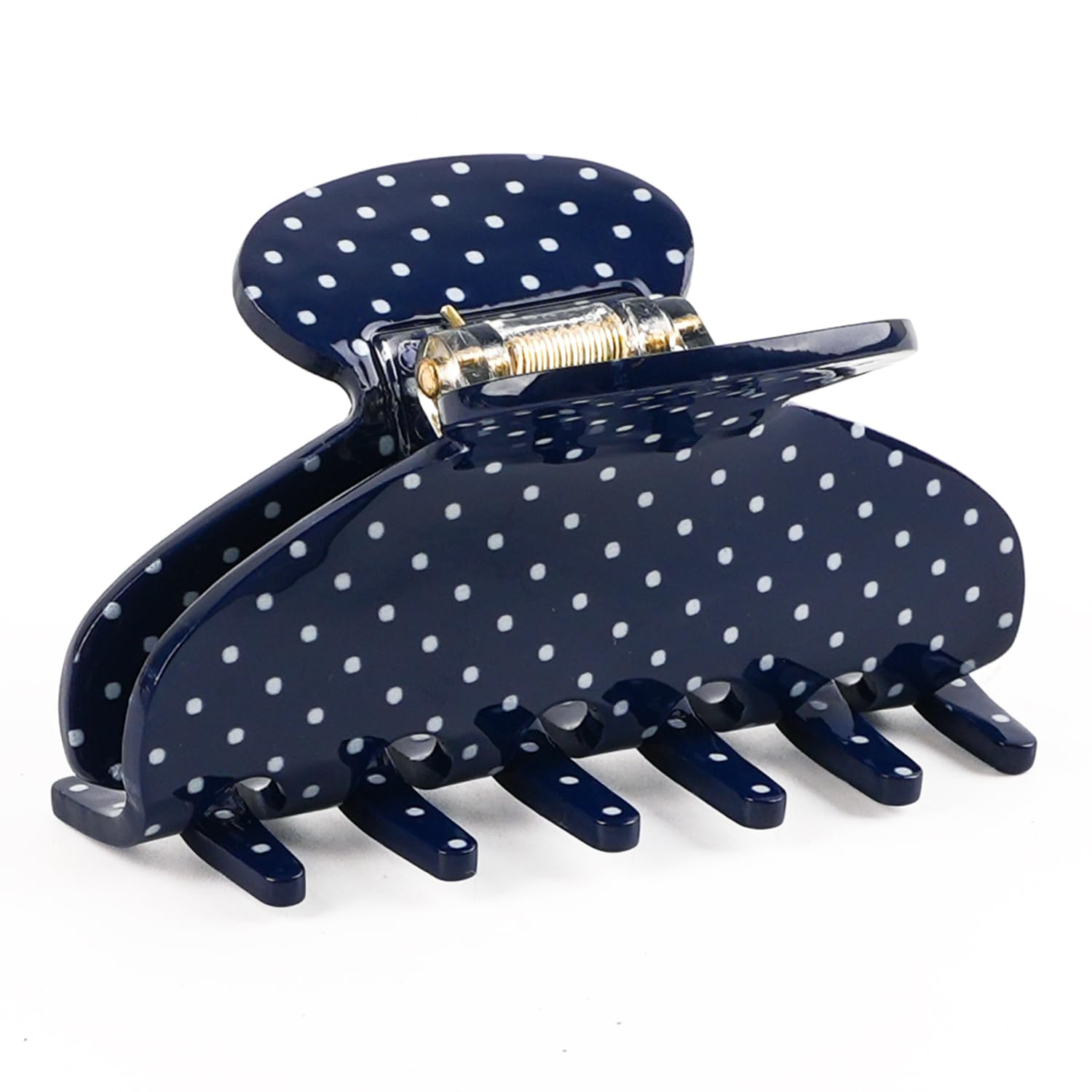 MAORULU Medium Cute Acetate Polka Dot Claw Clips, 3 Inch (Navy Blue) | Amazon (US)