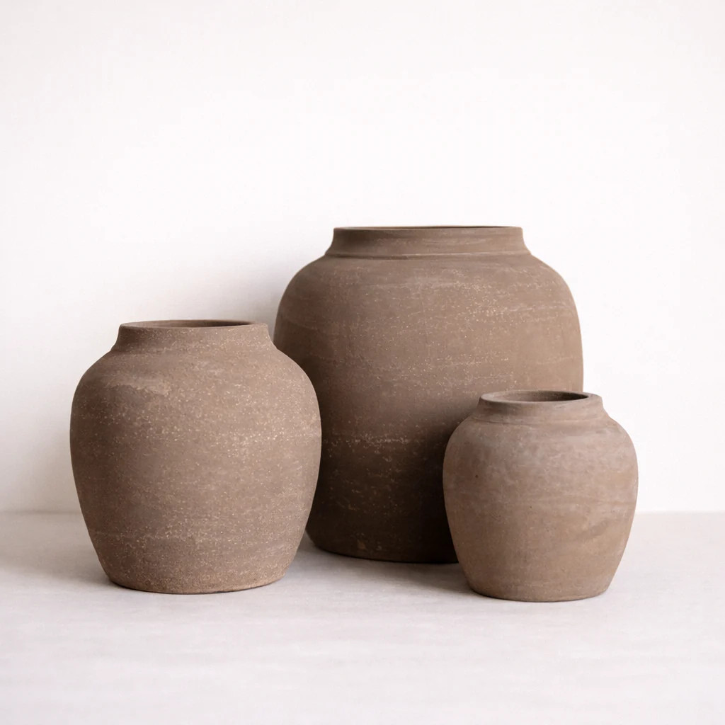 Hugo Grey Wash Round Vase | By Luxe B Co. | luxe bCO