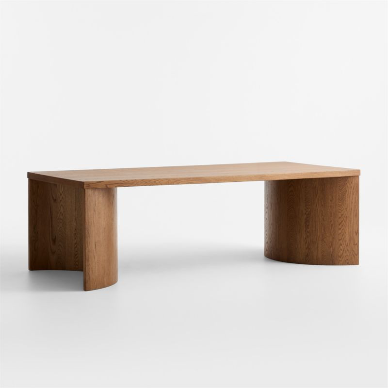 Virage 96" Curved Warm Brown Wood Dining Table + Reviews | Crate & Barrel | Crate & Barrel