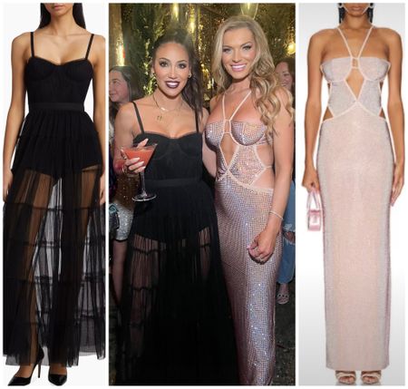 Melissa Gorga’s Sheer Black Dress and Lindsay Hubbard’s Embellished Cutout Dress at Bravocon 📸 = @melissagorga
