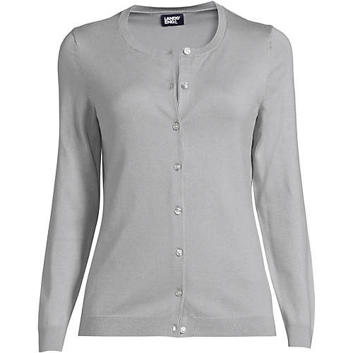 Women's Tall Fine Gauge Cotton Cardigan Sweater | Lands' End (US)