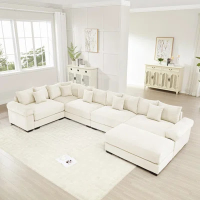 Cloud Modular Sectional Couch, Convertible Sectional Couches,Extra-Wide Armrests With An Ottoman,Premium Corduroy Fabric,Ergonomic Design,Easy Assembl | Wayfair North America