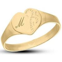 Love GOLD 9ct Yellow Gold Personalised Heart Signet Ring, Yellow Gold, Size S, Women | Very (UK)
