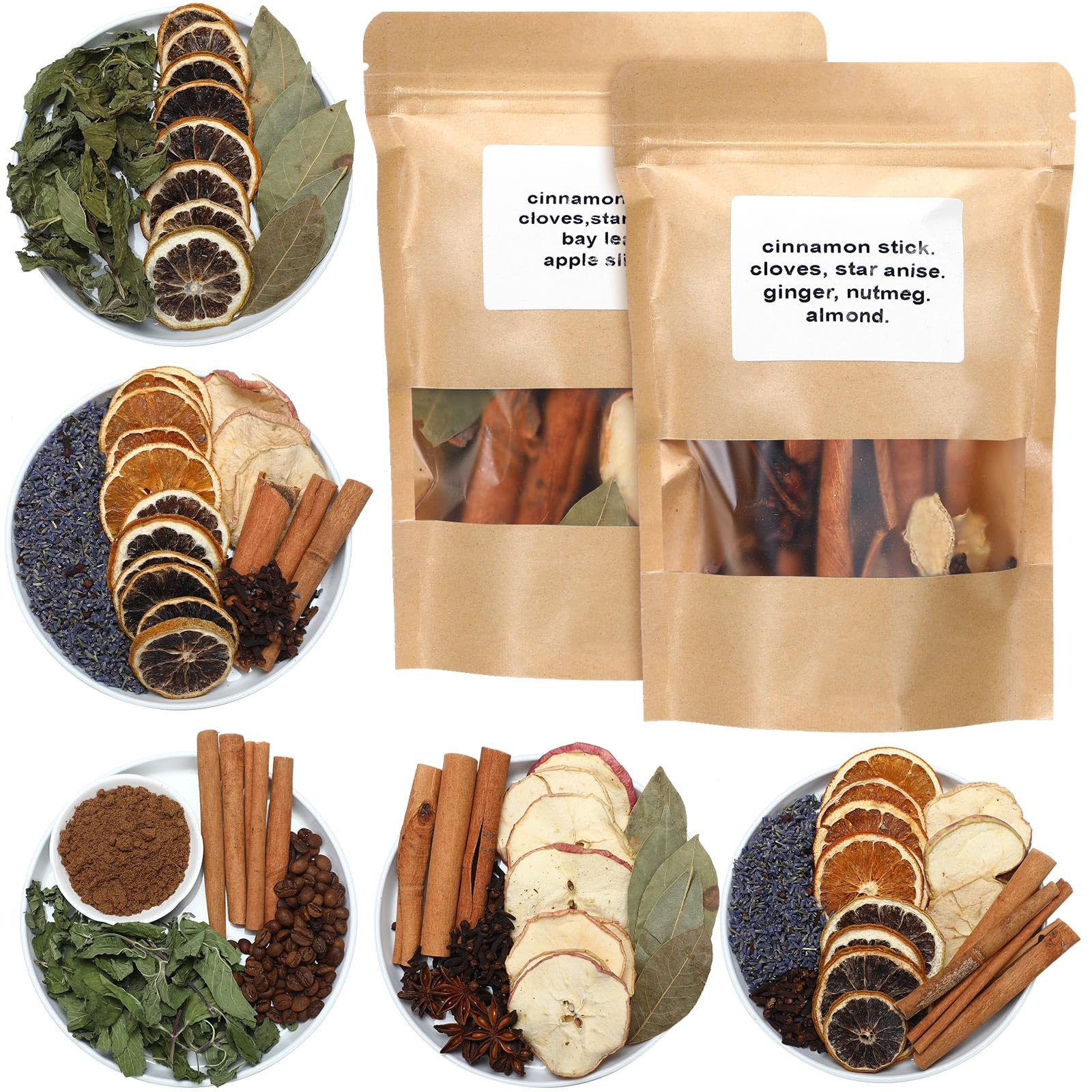 6 Pack Christmas Stovetop Potpourri Winter Xmas Simmer Pot Kit Dried Orange Slices Cinnamon Stick... | Amazon (US)