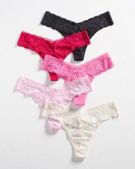 Signature All-Over Lace Thong 5 Pack | SOMA
