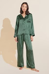 Inez Washable Silk Printed Long PJ Set - Malachite Jade/Kelp | Eberjey