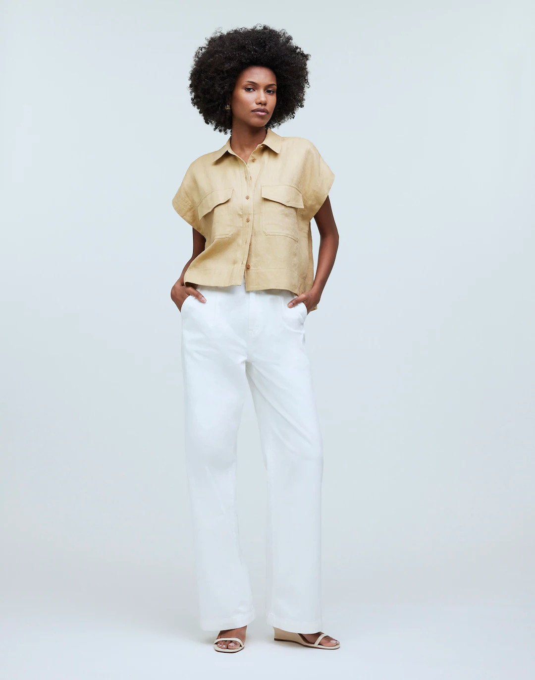 Flap-Pocket Button-Up Shirt in 100% Linen | Madewell