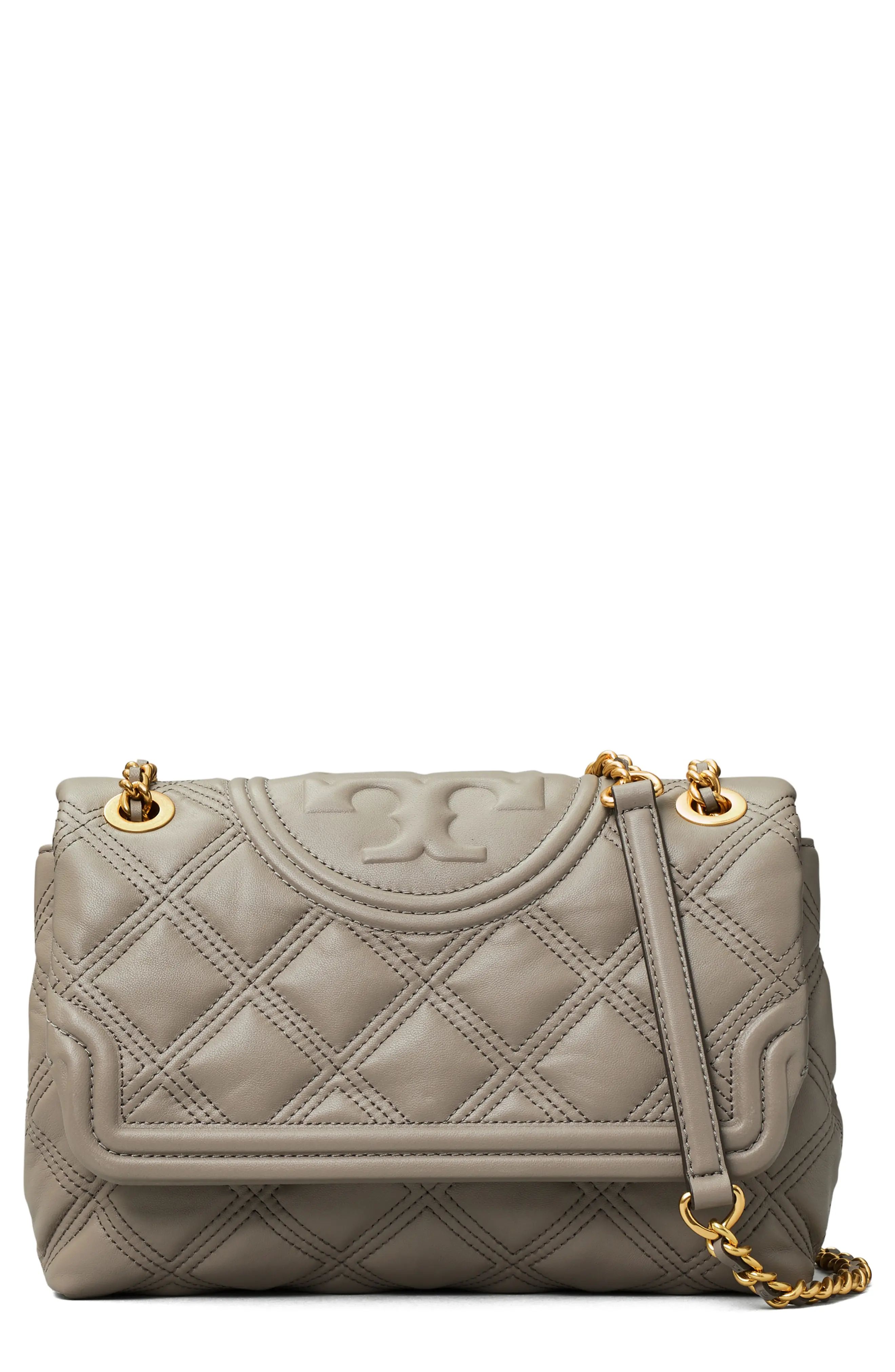 Tory Burch Fleming Soft Quilted Lambskin Leather Shoulder Bag - Grey | Nordstrom