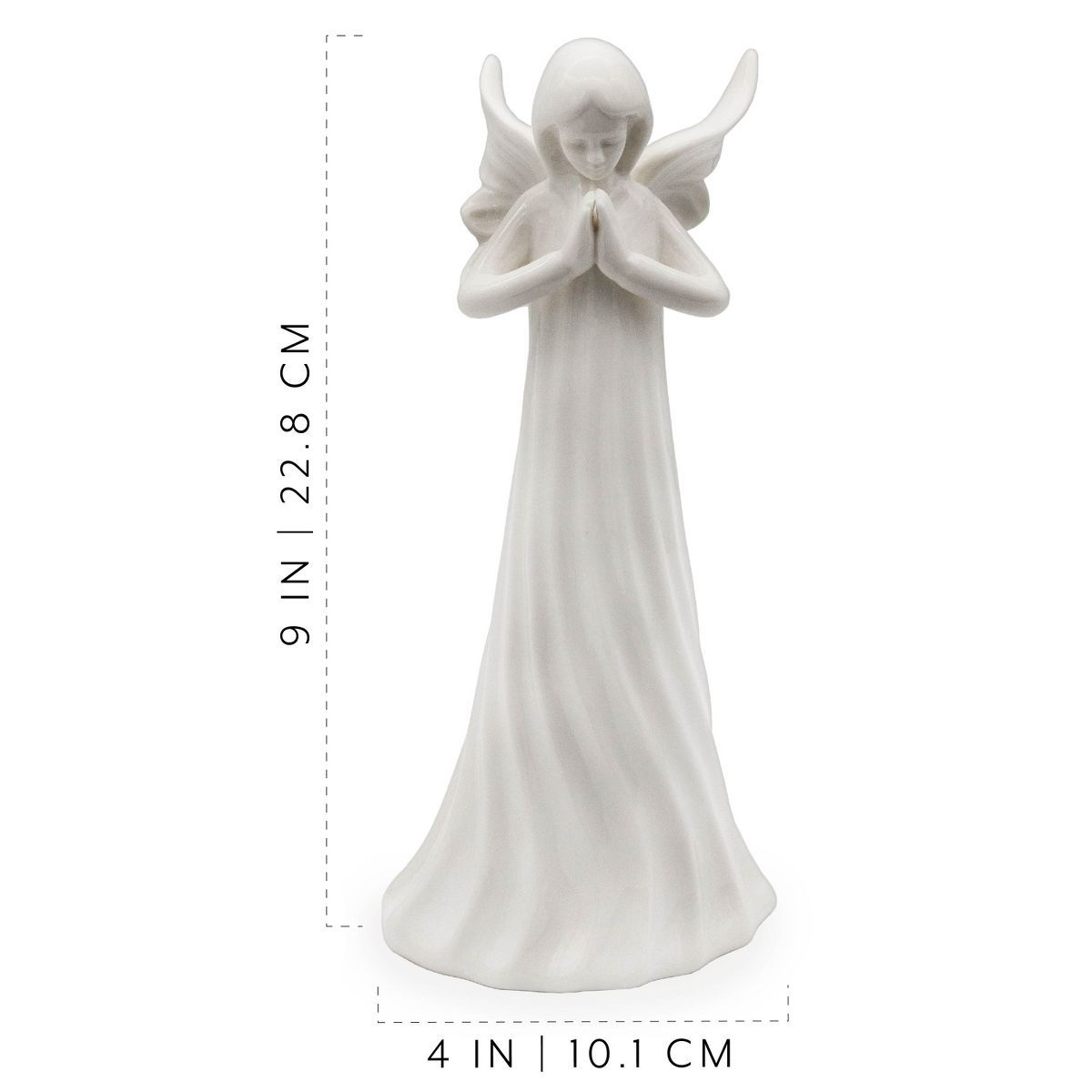 Auldhome Design-9in Praying Angel Figurine, Standing Guardian Angel Statue White Ceramic | Target