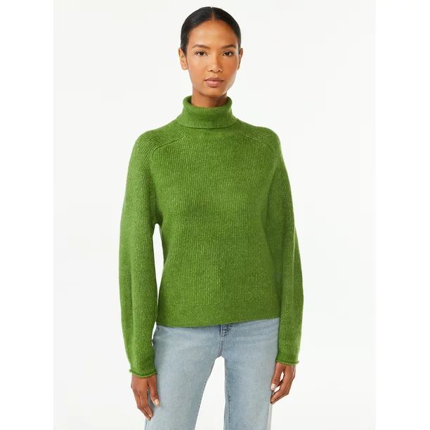 Scoop Women's Ribbed Turtleneck Sweater - Walmart.com | Walmart (US)