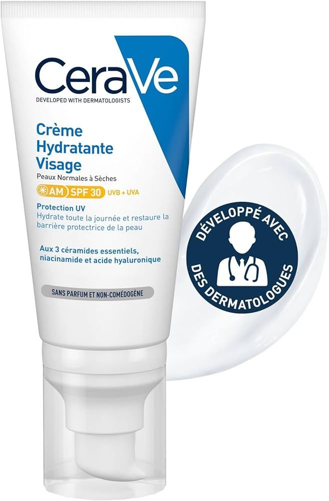 CeraVe Crème Hydratante Visage SPF 30 | 52ml | Crème Visage Jour Hydratante 24h à l'Acide Hyal... | Amazon (FR)