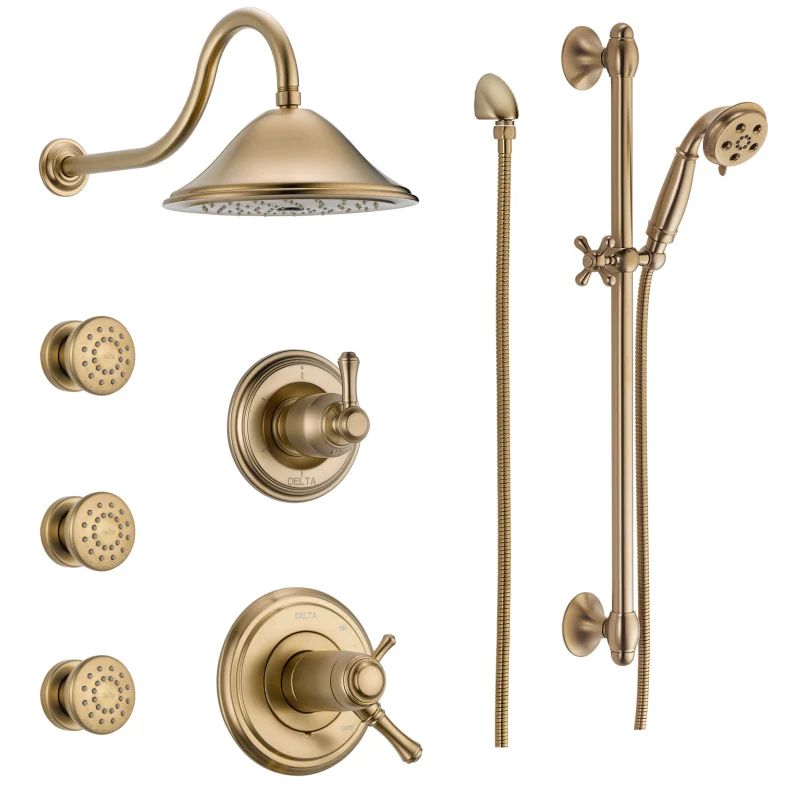 Delta DSS-Cassidy-17T03 TempAssure 17T Series Thermostatic Shower System with In Champagne Bronze Fa | Build.com, Inc.