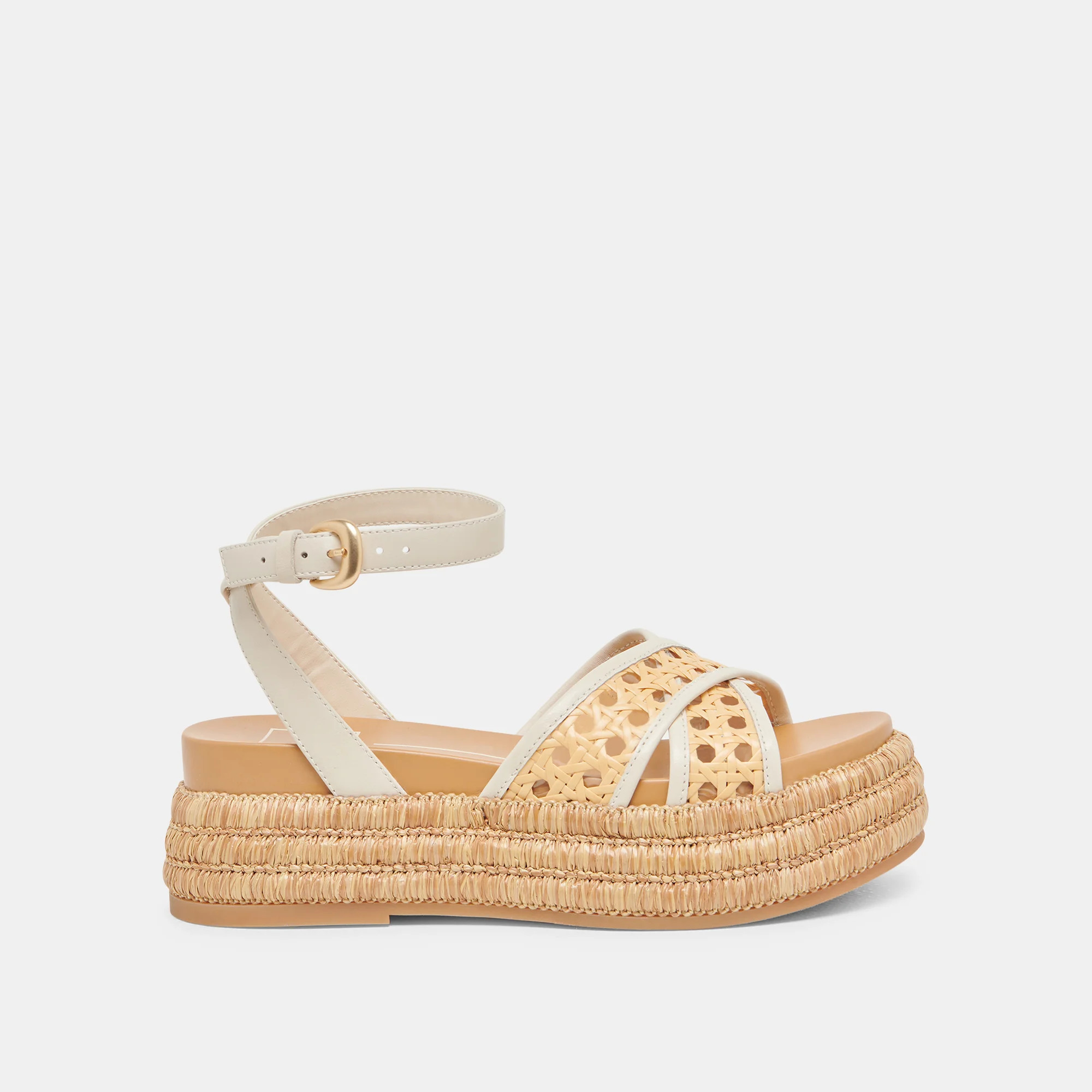 WRILEY SANDALS CREME WOVEN RAFFIA | DolceVita.com