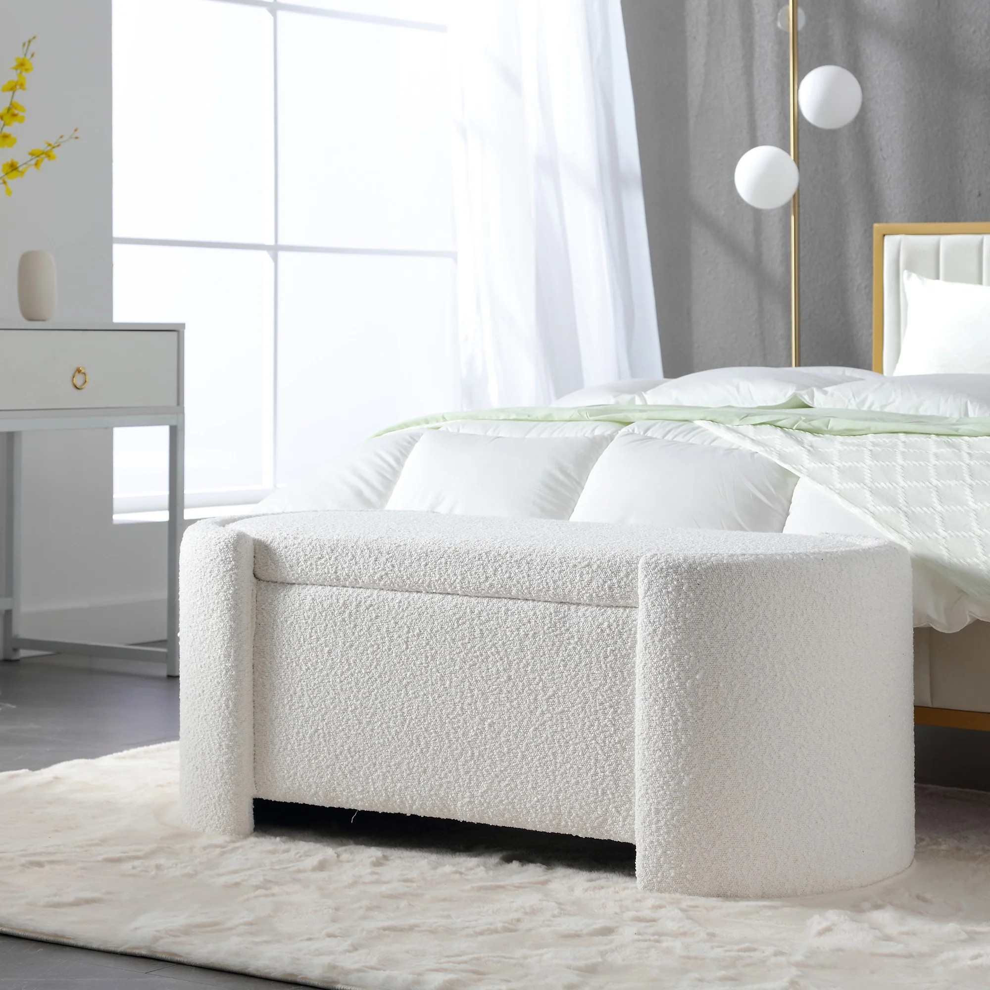 KINFFICT 43.3" Velvet End of Bed Bench for Bedroom, Upholstered Storage Ottoman Bench Entryway Be... | Walmart (US)