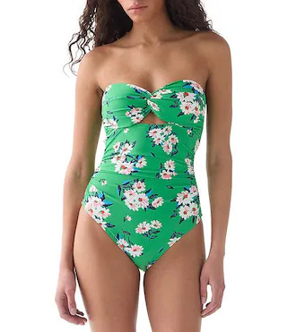 kate spade new york Spring Daisies Twist Front Bandeau One Piece Swimsuit | Dillard's | Dillard's