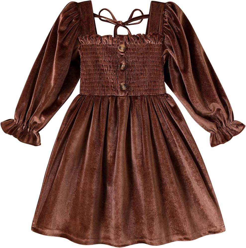 Happy Town Toddler Girl Dress Long Sleeve Play Wear Dress Baby Solid Color Casual Fall Winter Clo... | Amazon (US)