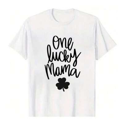 100% Cotton Unisex "One Lucky Mama" T - Shirt | SHEIN
