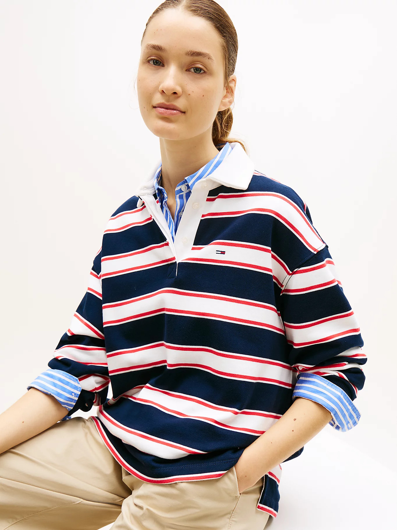 Stripe Relaxed Terry Rugby Shirt | Tommy Hilfiger UK