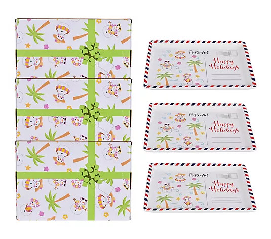 Temp-tations Set of 3 10x6 Rectangular Postcard Platters - QVC.com | QVC