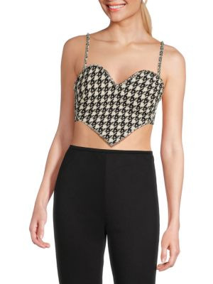 Houndstooth Heart Wool Blend Crop Top | Saks Fifth Avenue OFF 5TH