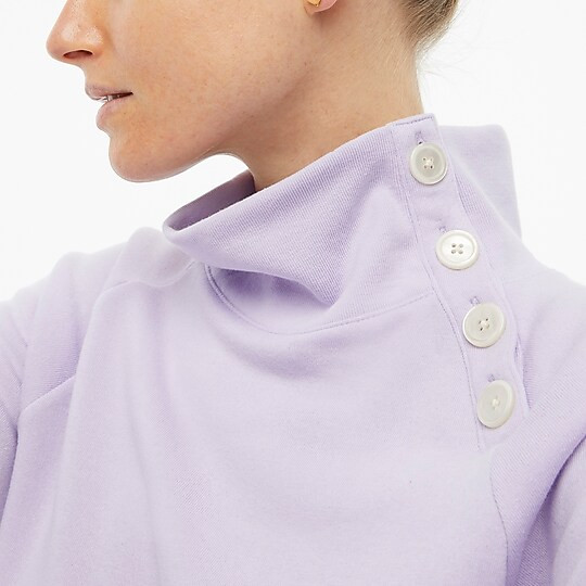 Wide button-collar pullover sweatshirt in cloudspun fleece | J.Crew Factory