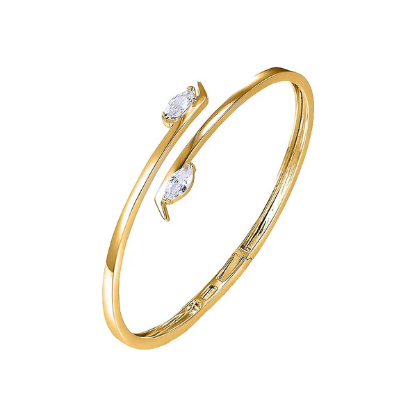 CZ Marquise Crossover Bangle Bracelet | Adina Eden