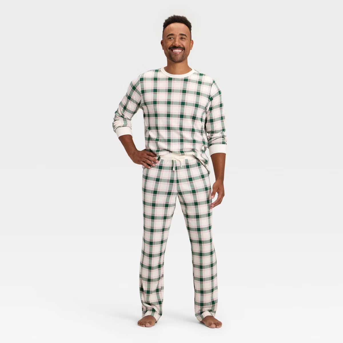 Men's Plaid Ribbed Holiday Matching Family Pajama Pants - Wondershop™ Cream | Target