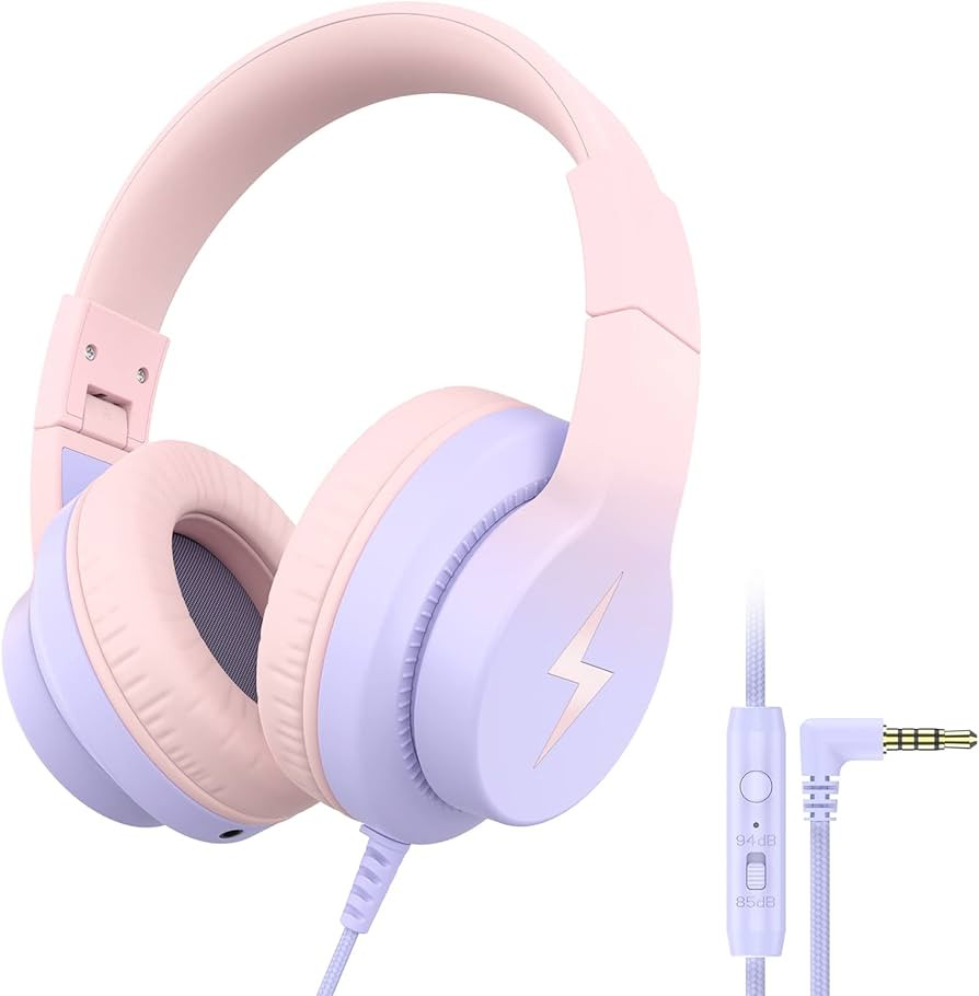 Kids Headphones, Wired Headphones for Kids with Microphone, 85/94dB Volume Limiter Headphones for... | Amazon (US)