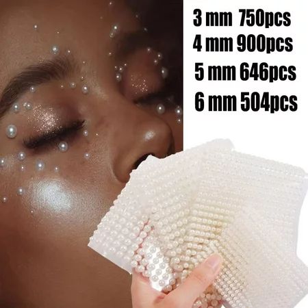White Pearl Eyes Face 3D Self Adhesive Nail Rhinestones Temporary Tattoo Gems Dots Jewelry DIY Body  | Walmart (US)