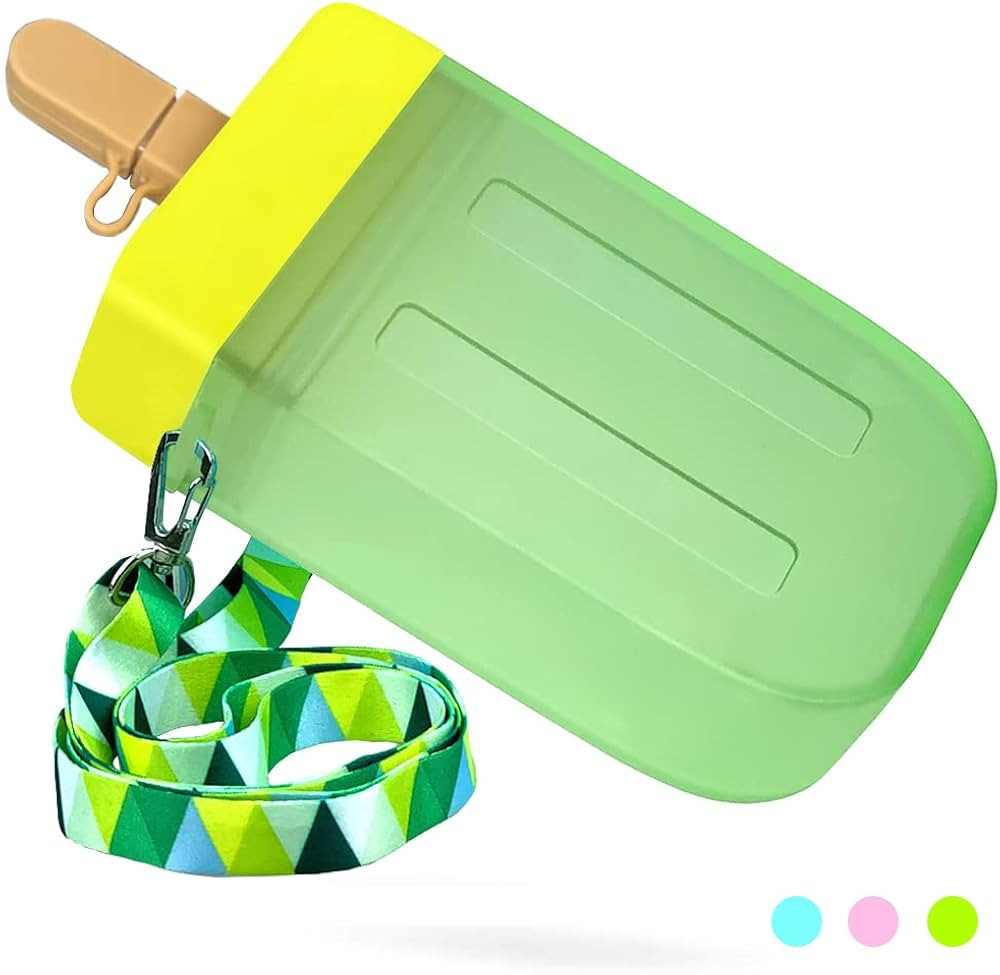 Cute Water Bottle with Straw, 300 ML Creative Ice Cream Popsicle Cups with Adjustable Shoulder St... | Amazon (US)