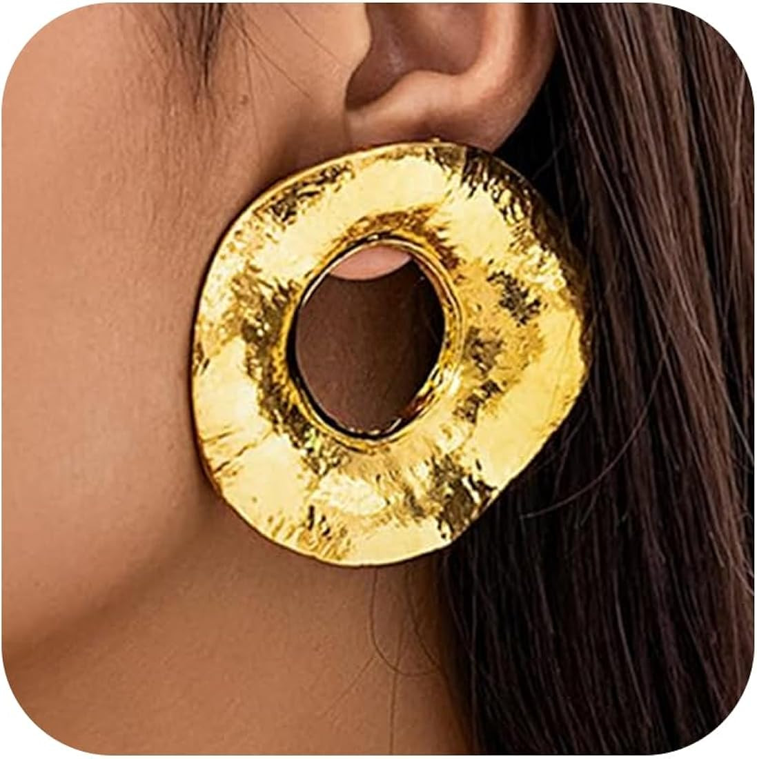 Gold Chunky Earrings for Women Large Gold Statement Earrings Big Gold Teardrop Stud Earrings Exag... | Amazon (US)