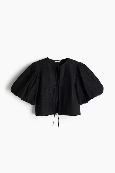 H & M - Eyelet-Embroidered Blouse - Black | H&M (US + CA)