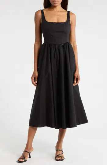 WAYF Corset Midi Dress in Black at Nordstrom Rack, Size Medium | Nordstrom Rack