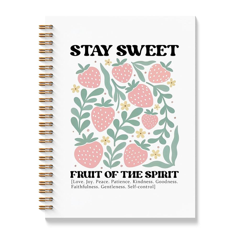 Boho Christian Strawberry Notebook, Fruit of the Spirit Bible Journal for Woman, Prayer Journal f... | Amazon (US)