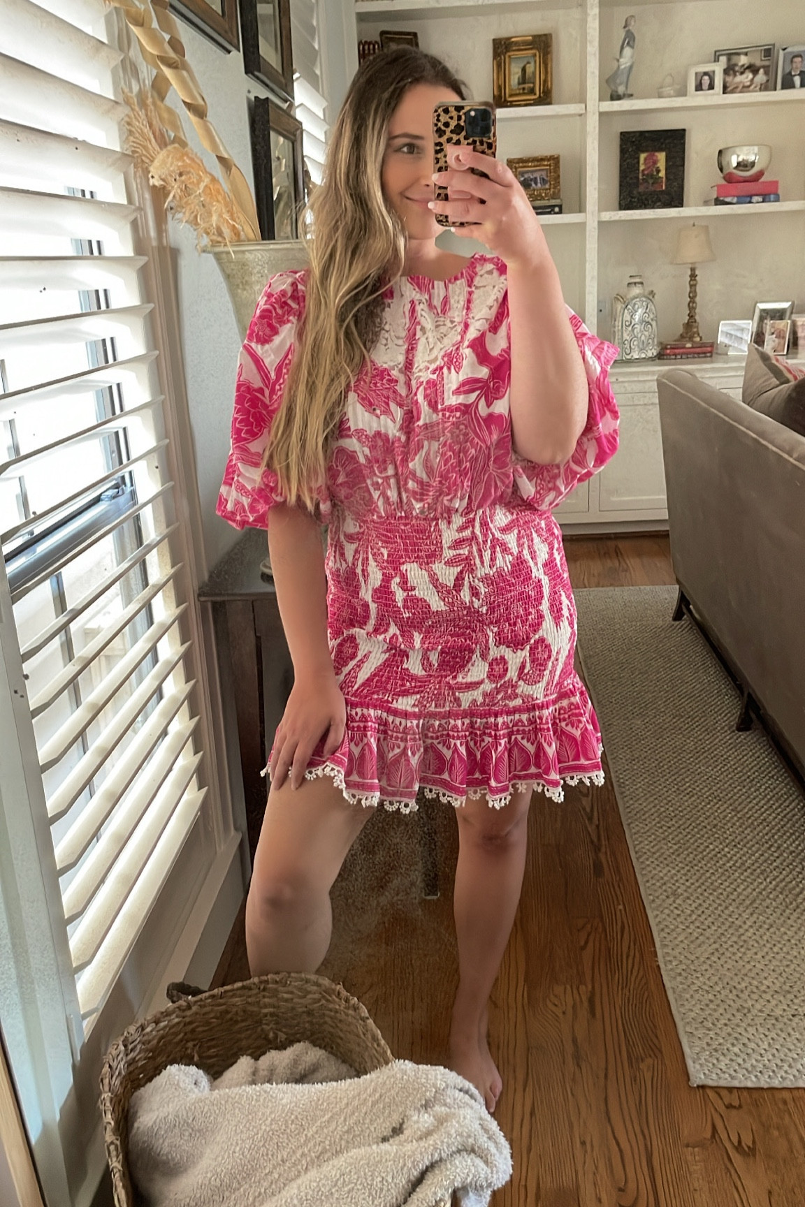 farm rio pink tropical woodcut mini dress Farm Rio Tropical Woodcut Mini Pink Dress