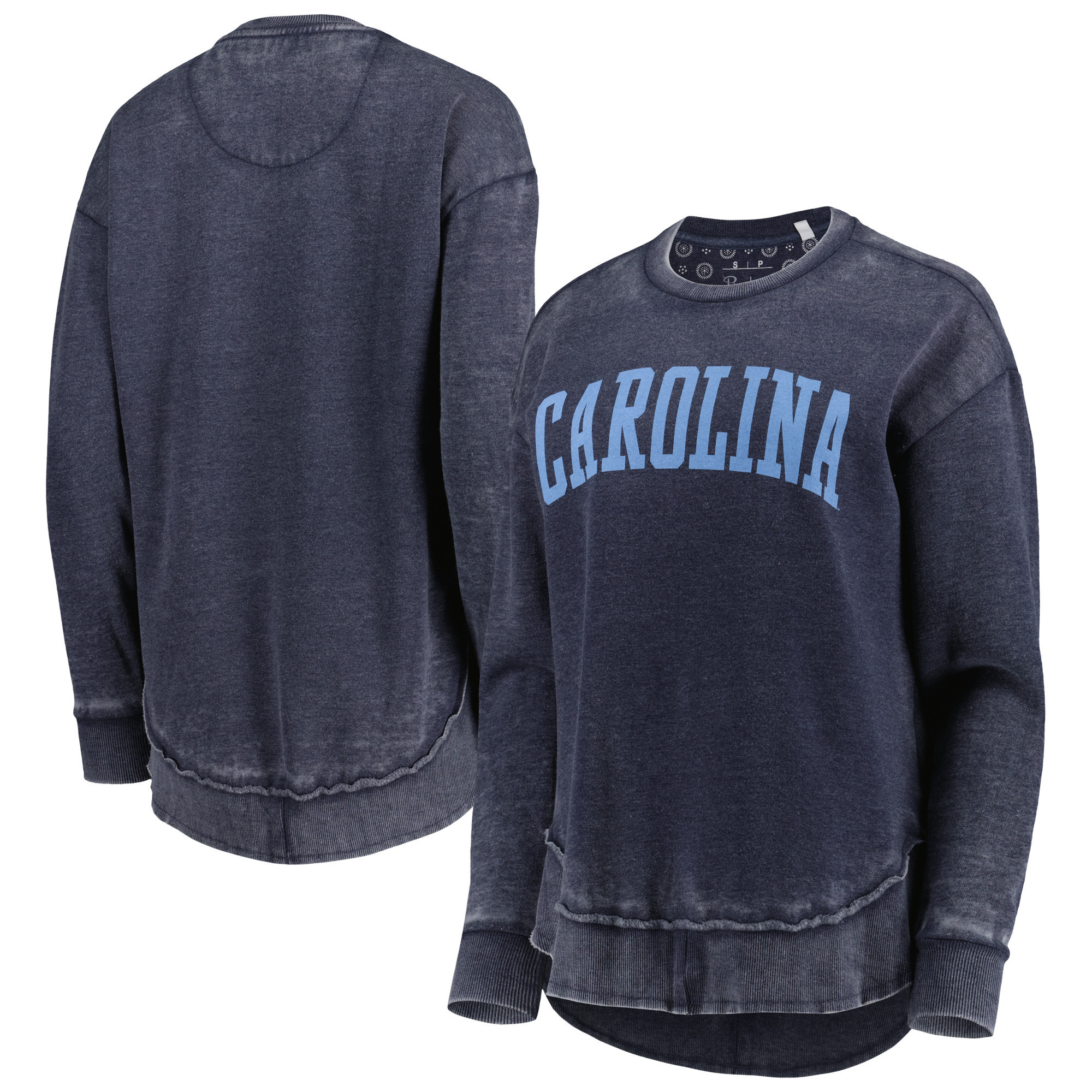 Women's Pressbox Navy North Carolina Tar Heels Vintage Wash Pullover Sweatshirt | Fanatics