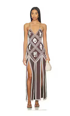 Alemais Leandra Corded Slip Midi Dress in Chocolate from Revolve.com | Revolve Clothing (Global)
