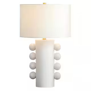 Jurrah 26.75 in. Matte White Ceramic Table Lamp with Fabric Shade | The Home Depot