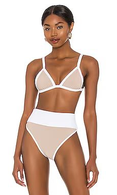 BEACH RIOT Pamela Bikini Top in Taupe & White from Revolve.com | Revolve Clothing (Global)